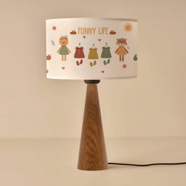 Opviq Lámpara de mesa multicolor de madera y tela